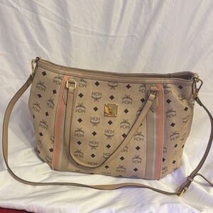 MCM Tan Shoulder Bag with Gold Accents GUC